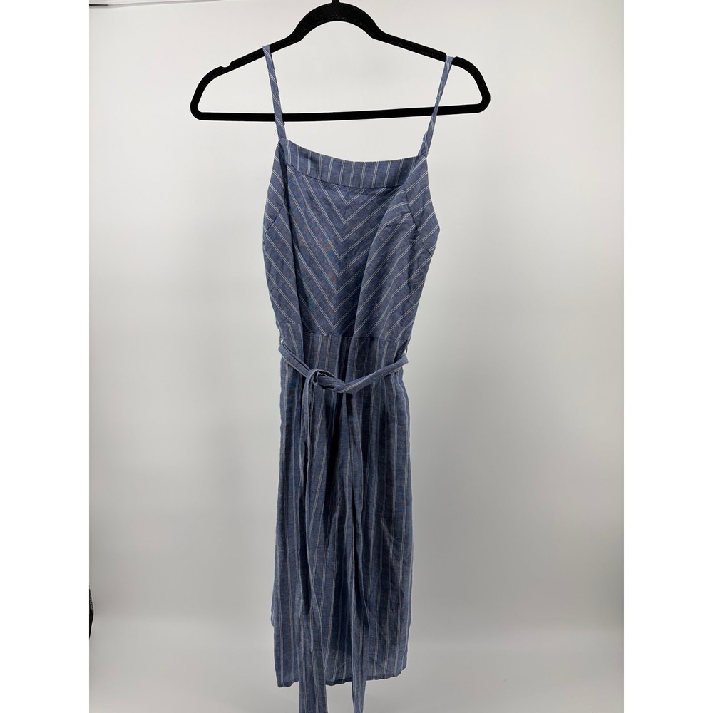 Banana‎ Republic Striped Linen Blend Shift Dress Blue White Tie Waist Size 4 NWT